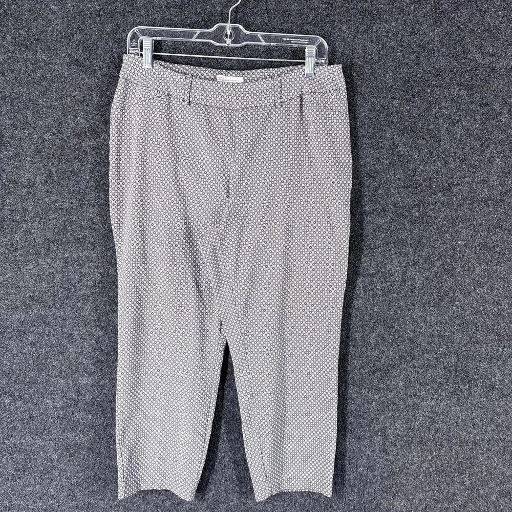 Cato Pants Women 14 Black Geometric High Rise Flat Front Chino Contemporary